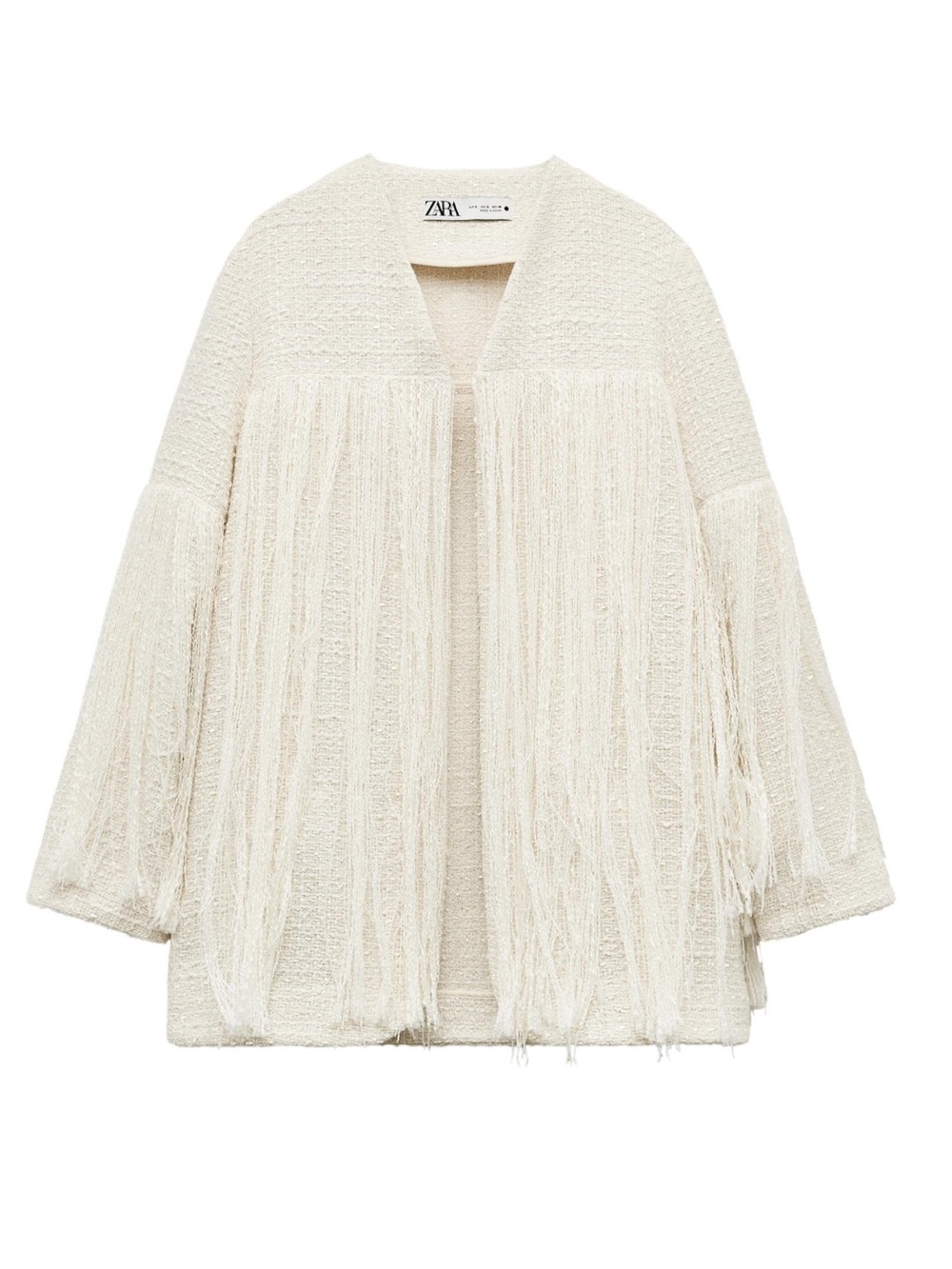 NEW Zara Structured Fringe Tweed  Jacket Blazer Medium - Picture 5 of 5